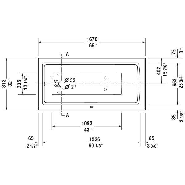 Duravit Architec 66" x 32" Alcove Bathtub Wayfair Canada